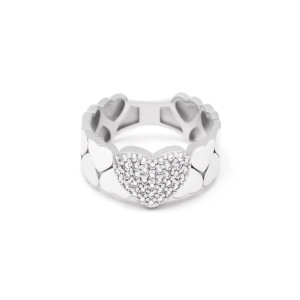 Кольцо серебряное с фианитами Сердечка 6396.1