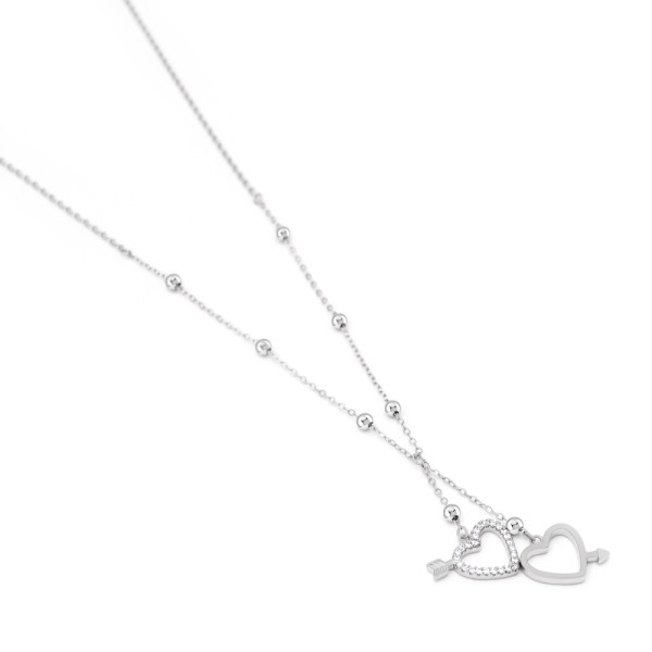 Колье серебряное с фианитами Сердечка 6114.1