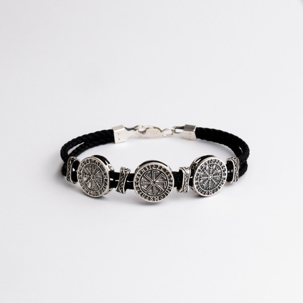 Браслет срібний з текстилем Руни 1160