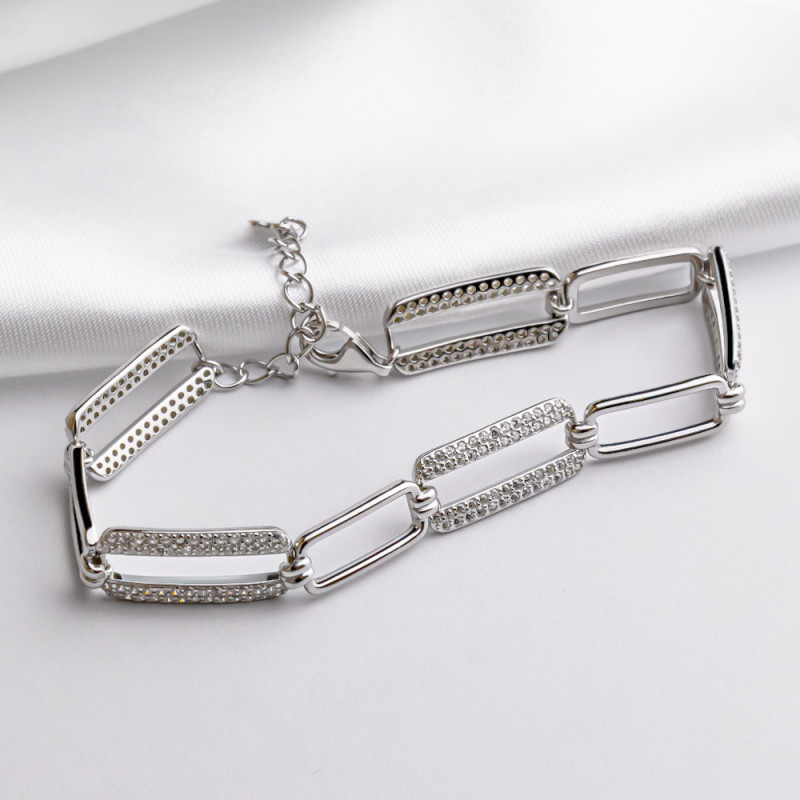 Браслет срібний з фіанітами 5280