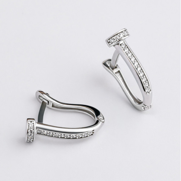 Серьги серебряные с фианитами Гвозди 3625.1
