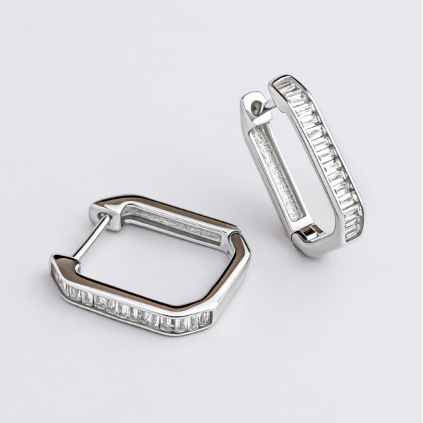 Серьги-конго серебряные с фианитами 3982.1