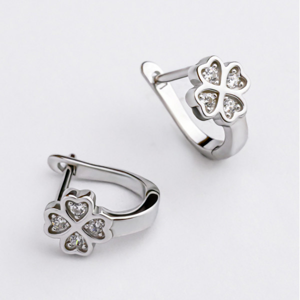 Серьги серебряные с фианитами Клевера 3990.1