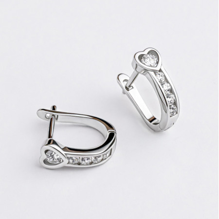 Серьги серебряные с фианитами Сердечка 3991.1