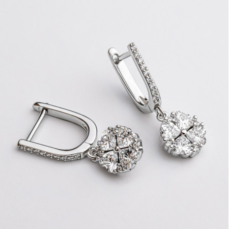 Серьги серебряные с фианитами Клевера 3992.1