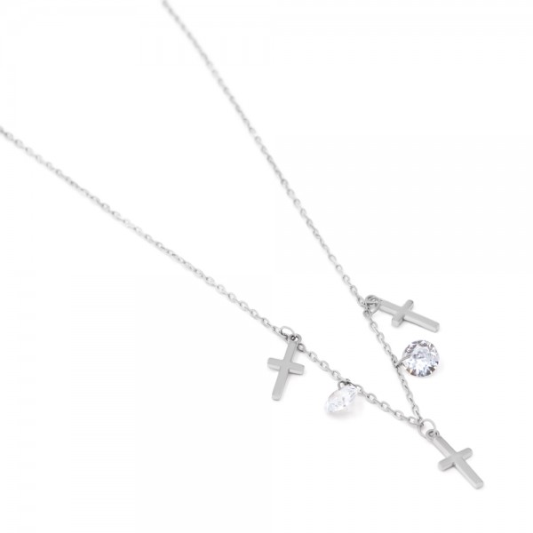 Колье серебряное с фианитами Крестики 6095.1