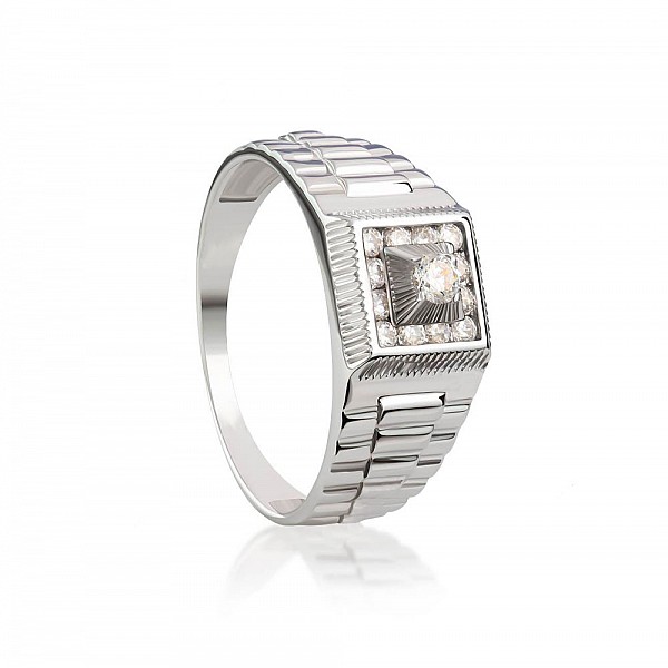 Перстень срібний з фіанітами 2073.1
