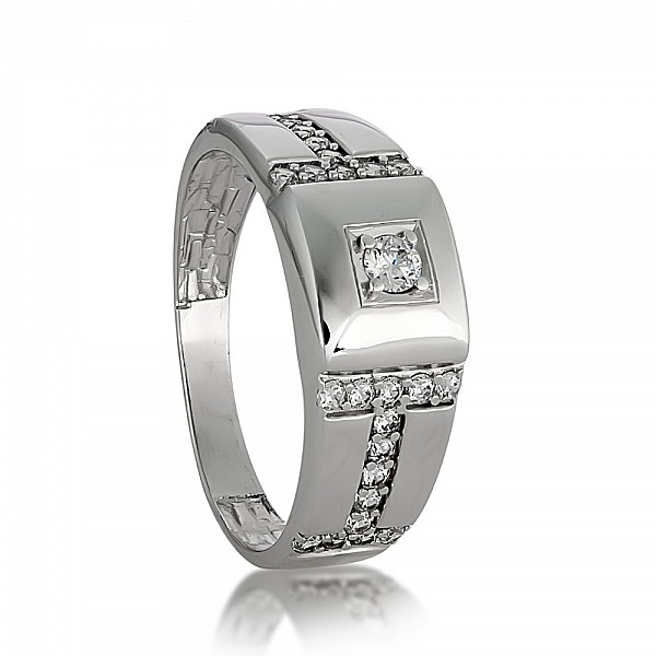 Перстень серебряный с фианитами 2744.1