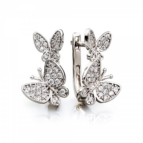 Сережки срібні з фіанітами Метелики 3191.1
