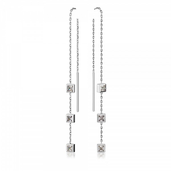 Сережки-протяжки срібні з фіанітами 3465.1