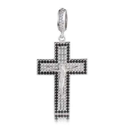 Хрестик срібний з фіанітами 4304.4