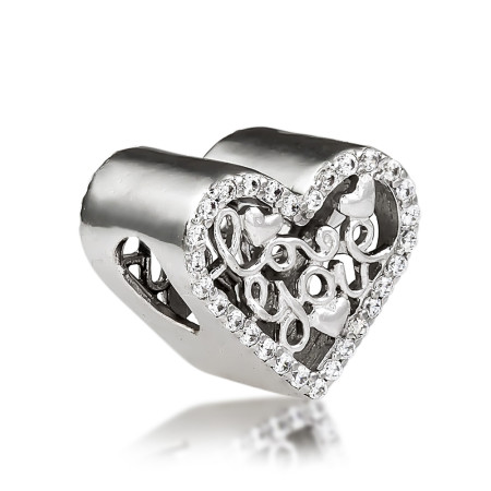 Подвеска-шарм серебряная с фианитами Сердечко 4320.1