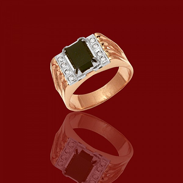 Перстень золотий з фіанітами 1к1-1