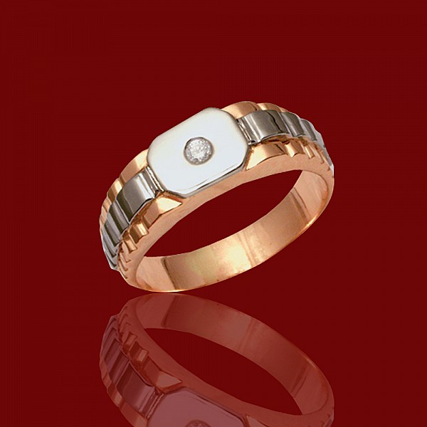 Перстень золотой с фианитами 1к1-17