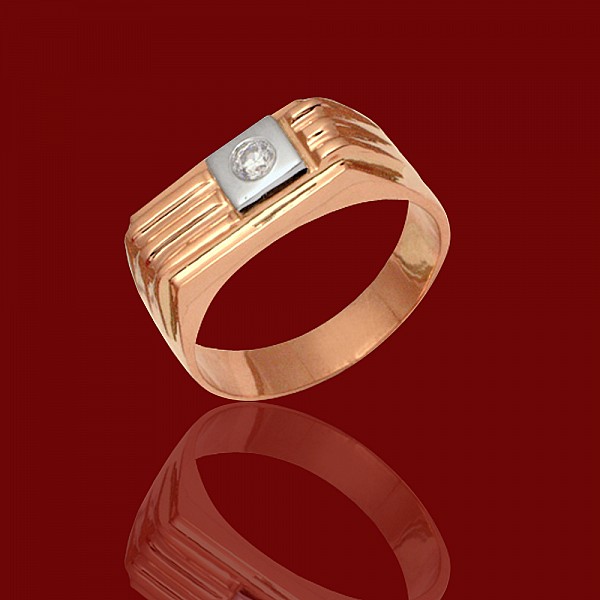Перстень золотой с фианитом 1к1-18