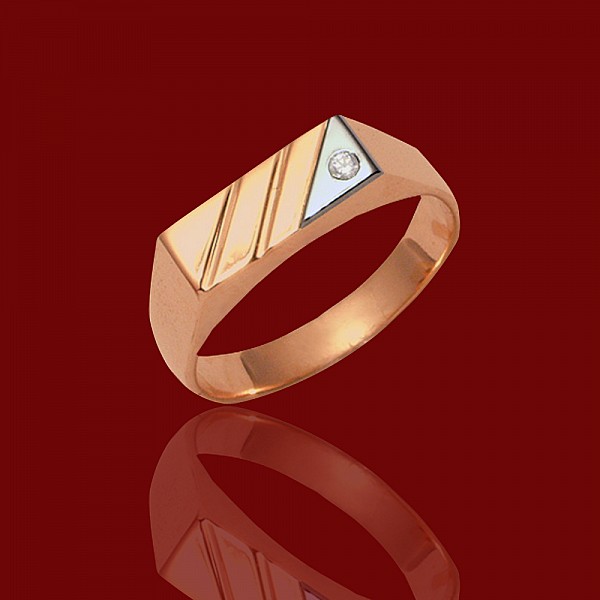 Перстень золотой с фианитом 1к1-22
