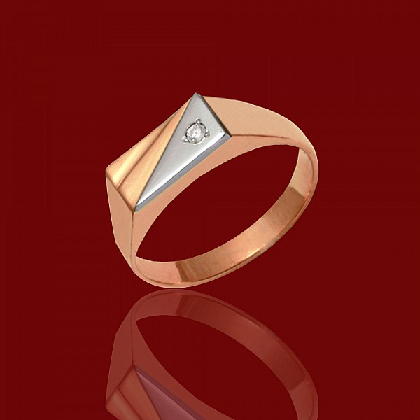 Перстень золотой с фианитом 1к1-25