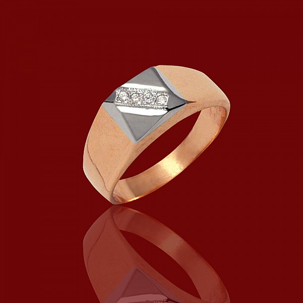 Перстень золотий з фіанітами 1к1-35