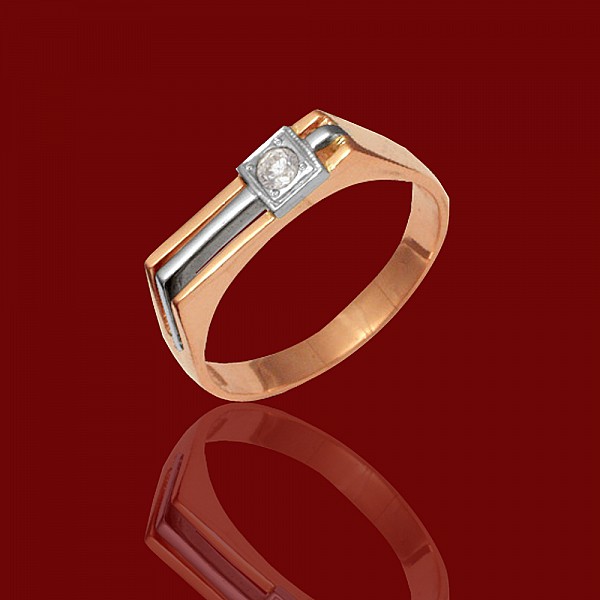 Перстень золотой с фианитом 1к1-39