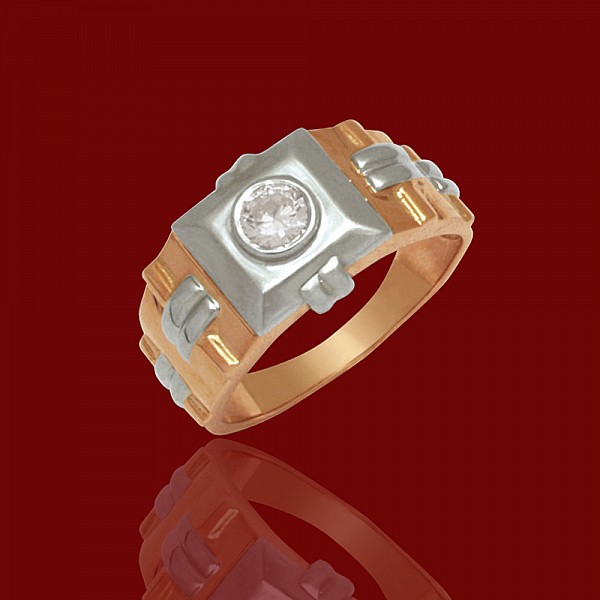 Перстень золотой с фианитом 1к1-81