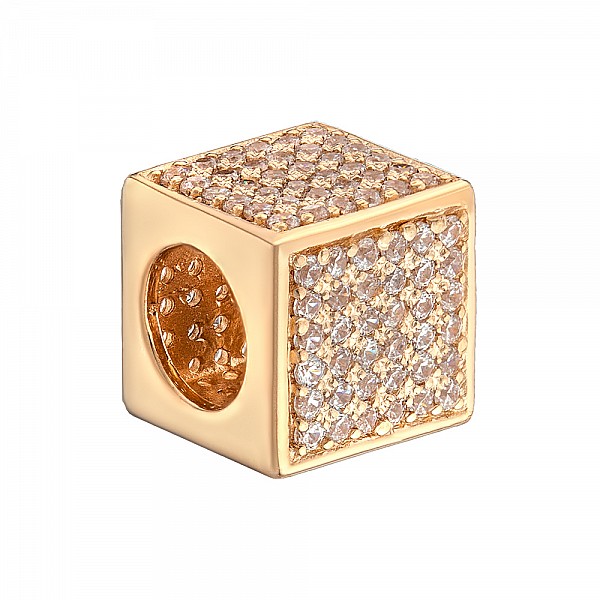 Подвеска-шарм золотая Куб с фианитами 1_3104110101