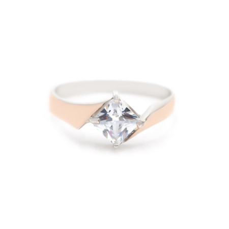 Каблучка срібна з золотими вставками та фіанітом 0470.10