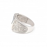 Перстень срібний з золотими вставками та обсидіаном 0619.10