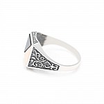 Перстень срібний з золотими вставками та обсидіаном 0635.10
