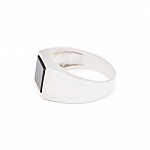 Перстень срібний з золотими вставками та обсидіаном 0735.10