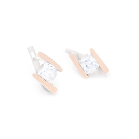 Серьги серебряные с золотыми вставками и фианитами 0550.10