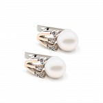 Сережки срібні з золотими вставками, перлами та фіанітами 0262.10