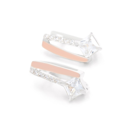 Серьги серебряные с золотыми вставками и фианитами 0494.10