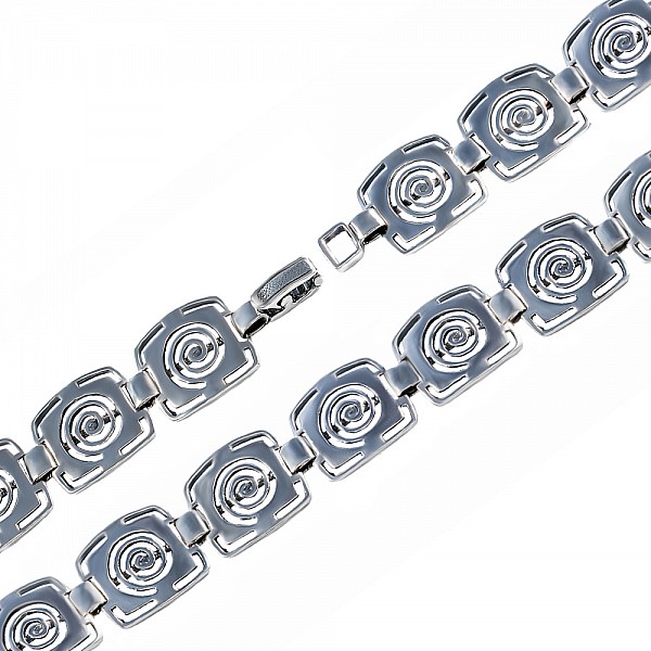 Срібний браслет з орнаментом меандр 2Б009Мч