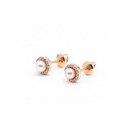 Сережки-пусети (гвоздики) золоті з перлами та фіанітами 1С2/502Ж