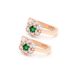 Сережки золоті з фіанітами Квіточки 1С6/50зел