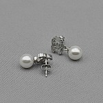 Сережки-пусети (гвоздики) срібні з перлами та фіанітами 2ГШ22/3