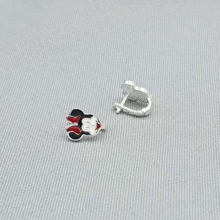 Серьги серебряные с эмалью Minnie Mouse 2СДЕ21/6