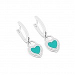 Серьги серебряные с эмалью Сердечка 2СТФе24/12 