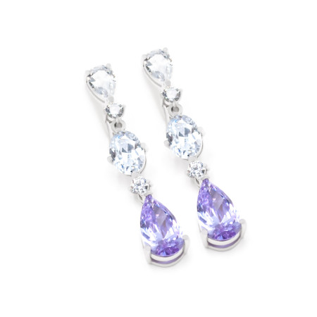 Сережки срібні з фіанітами 2СЦ24/28ф