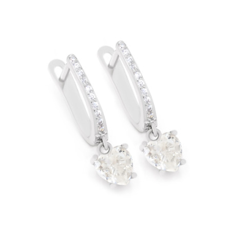 Сережки срібні з фіанітами Сердечка 2СЦ24/33ш