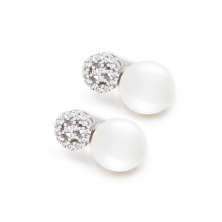 Сережки срібні з перлами та фіанітами 2СЖ24/21