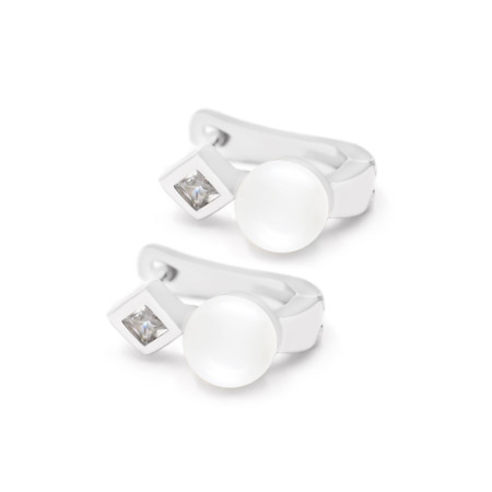 Сережки срібні з перлами та фіанітами 2СЖ24/28