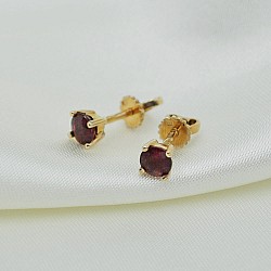 Сережки-пусети (гвоздики) золоті з рубінами 3С3116Рб