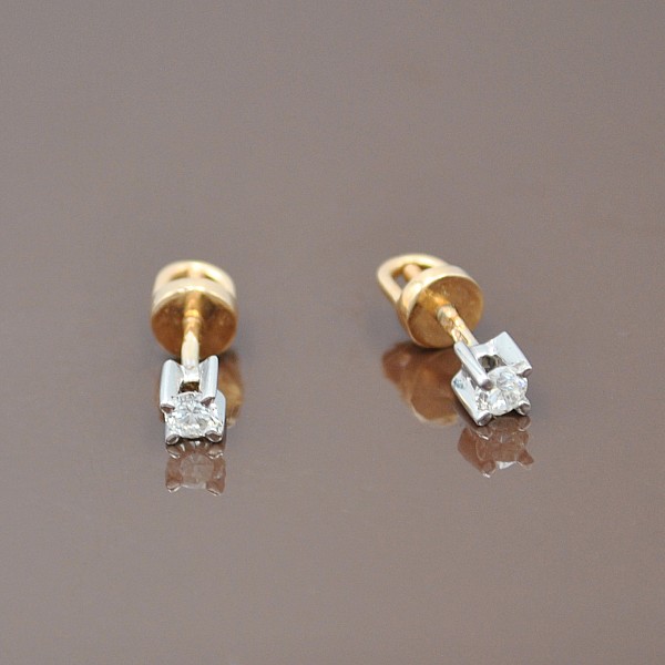 Серьги-пуcеты (гвоздики) золотые с бриллиантами 3С341/1Д