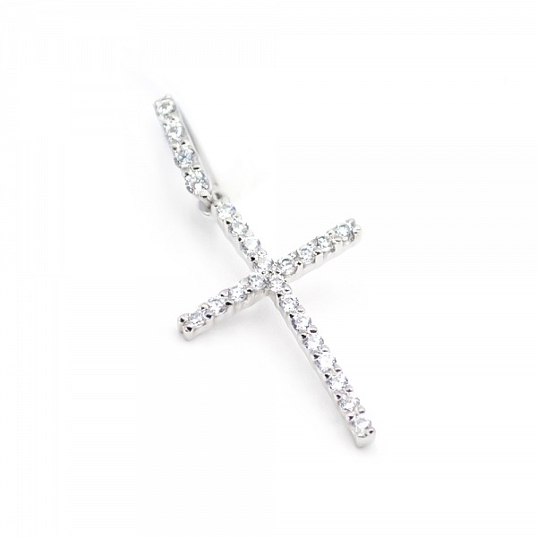 Хрестик срібний з фіанітами 2-0021р