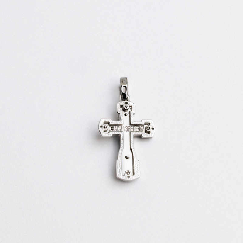 Хрестик срібний з емаллю та фіанітами 2-1168р