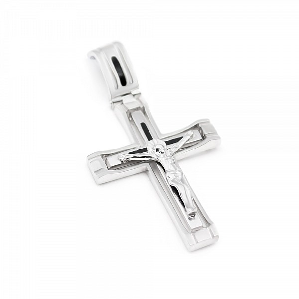 Крестик серебряный с эмалью 2-1176р