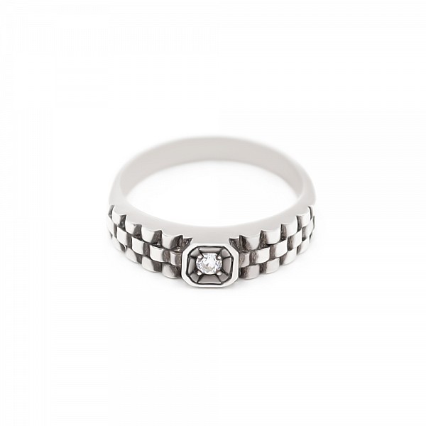 Перстень срібний з фіанітом 10229