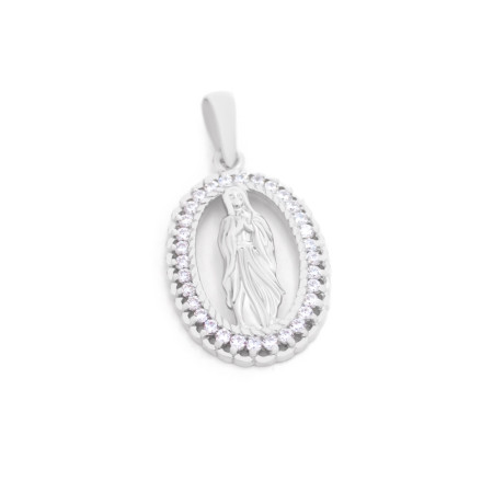 Ладанка серебряная с фианитами Дева Мария 3109-р