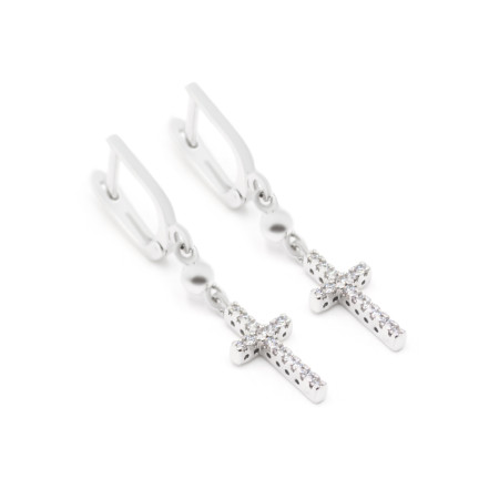 Серьги серебряные с фианитами Крестики 5150-р